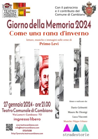 Cambiano, 27 gennaio – Eventi per non dimenticare, nella giornata internazionale in memoria delle vittime dell’Olocausto